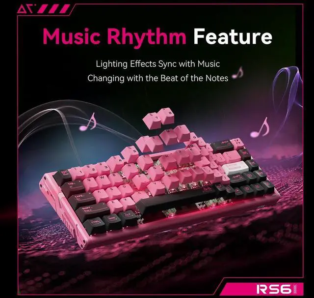 Alt view image 4 of 7 - ATK RS6 Ultra Hall Effect Gaming Keyboard  65% Layout, Hot-Swappable Switches, RGB Backlight with Music Sync, Custom Actuation, 8000Hz Polling, N-Key Rollover (ATK × ASPAS, TTC RGB Magneto)
