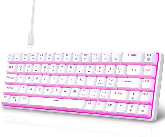 Alt view image 6 of 7 - 60 Percent Mechanical Keyboard Two Color Injections with Backlits 68Key Layout Tactiled Switches USB Small Keypad