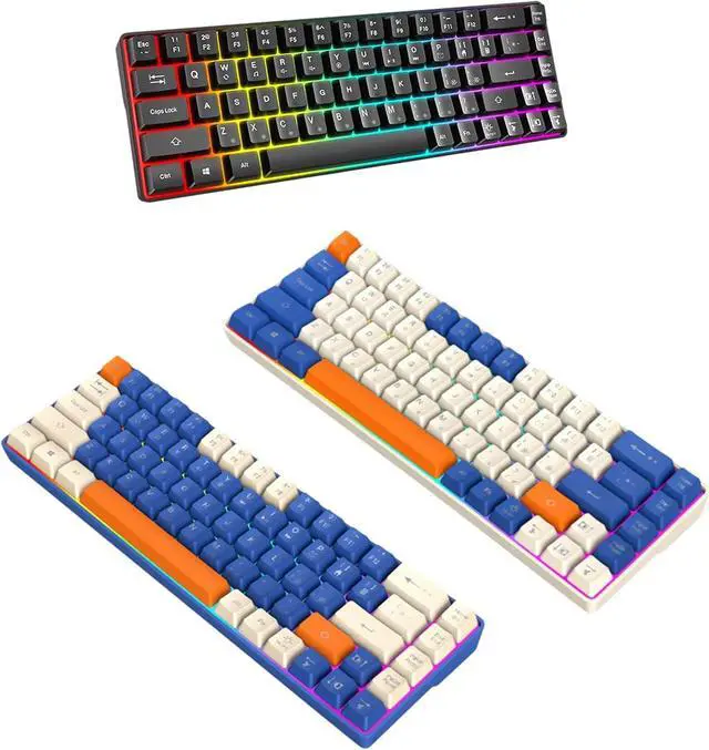 Alt view image 7 of 7 - ZIRANU 60% Mechanical Gaming Keyboard with Full Key Rollover Wire Keyboard for High Intensity Gaming Quiet Mechanical Keyboard
