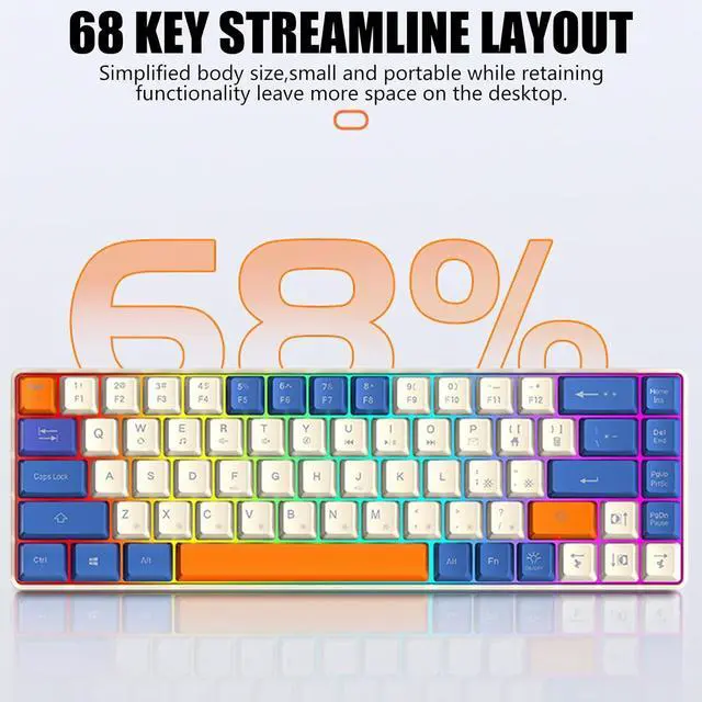 Alt view image 5 of 7 - Uitndvyte Compactly Mechanical Keyboard 68Keys Wire Keyboard with LED Backlighting and Durability Build High Performances