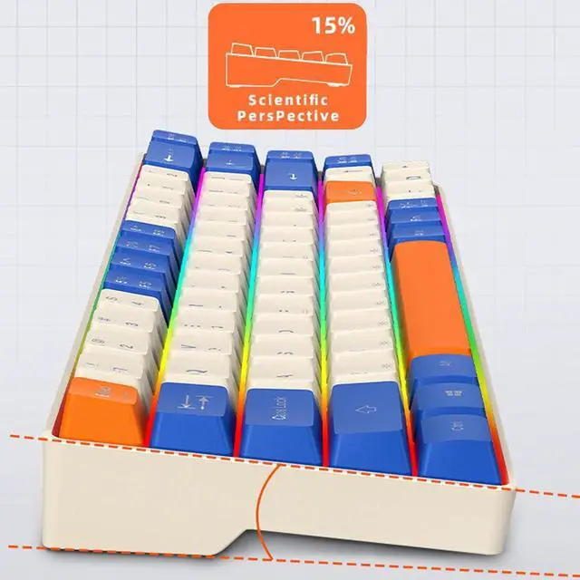 Alt view image 5 of 7 - ZIRANU 60% Mechanical Gaming Keyboard with Full Key Rollover Wire Keyboard for High Intensity Gaming Quiet Mechanical Keyboard