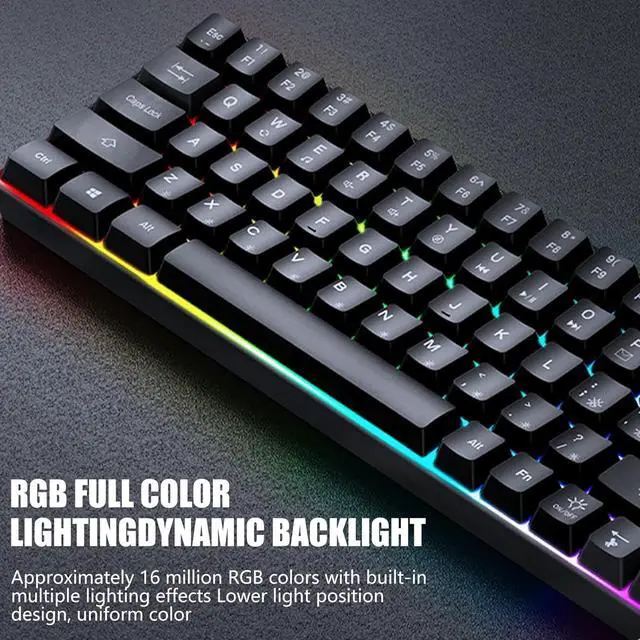 Alt view image 3 of 7 - ZIRANU 60% Mechanical Gaming Keyboard with Full Key Rollover Wire Keyboard for High Intensity Gaming Quiet Mechanical Keyboard