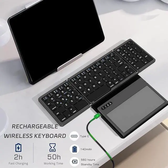Alt view image 5 of 7 - Thin Folding Keyboard with Enhanced Touchpad and Numeric Keypad Numpad Wide Compatibility