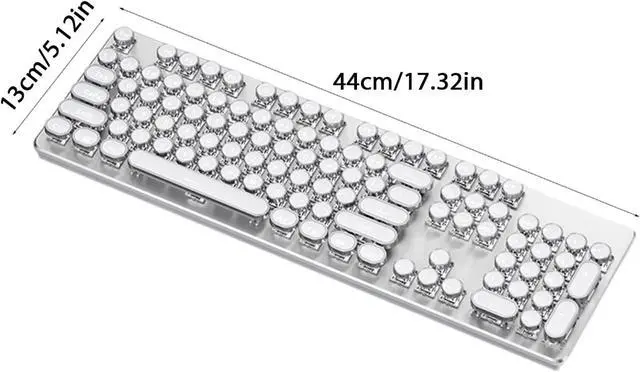 Alt view image 6 of 7 - Retro Punk Round Keycap Mechanical Keyboard for Gamers 104 Key White Lighting Media Control White