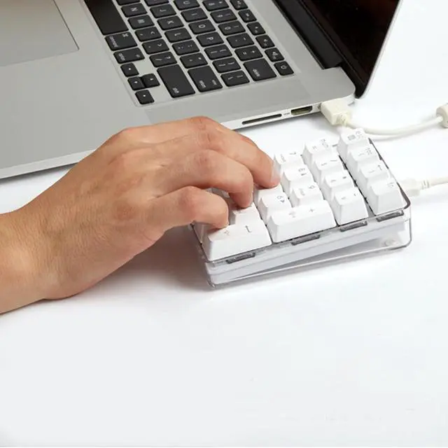 Alt view image 6 of 7 - Compact 21-key mechanical number pad numeric keypad with blue switch ideal for data entry and gaming keyboards