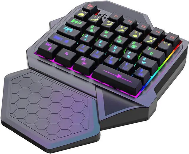 Alt view image 5 of 7 - Mllepjdh Single Handed Gaming Keyboard Small Gaming Keypad Ergonomic LED 35 Keys Portable Game Controller For PC Desktop Accessories
