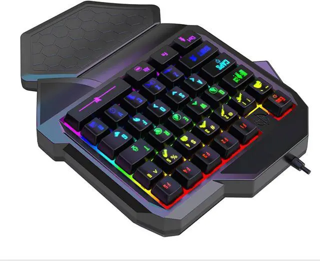 Alt view image 3 of 7 - Mllepjdh Single Handed Gaming Keyboard Small Gaming Keypad Ergonomic LED 35 Keys Portable Game Controller For PC Desktop Accessories