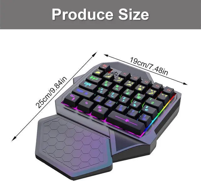 Alt view image 7 of 7 - Mllepjdh Single Handed Gaming Keyboard Small Gaming Keypad Ergonomic LED 35 Keys Portable Game Controller For PC Desktop Accessories