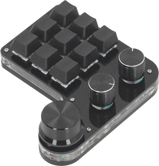 Alt view image 2 of 7 - Haofy 9 Key Mini Keypad with Dustproof Red Switch and Control Knobs for Macropogramming, Compact USB Mechanical Keypad for Music and Media