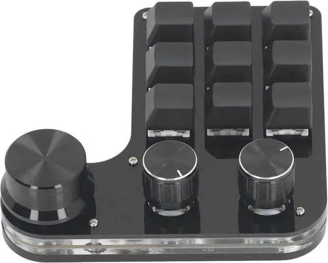 Alt view image 3 of 7 - Haofy 9 Key Mini Keypad with Dustproof Red Switch and Control Knobs for Macropogramming, Compact USB Mechanical Keypad for Music and Media