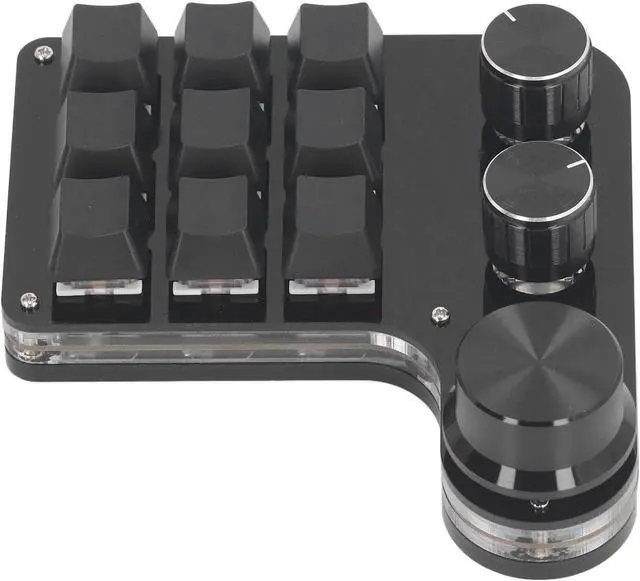 Alt view image 7 of 7 - Haofy 9 Key Mini Keypad with Dustproof Red Switch and Control Knobs for Macropogramming, Compact USB Mechanical Keypad for Music and Media