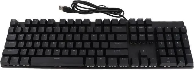 Main image of Full Size Mechanical Keyboard 104 Keys USB Wired Mechanical Red Gaming Keyboard with Numeric Keypad RGB Backlight 28 Effects for Computer (Black)