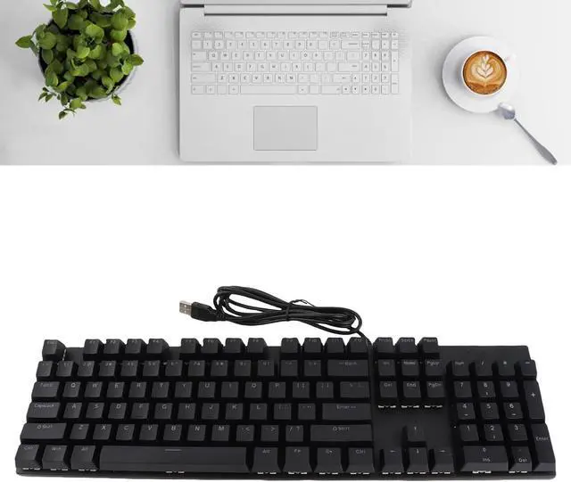 Alt view image 2 of 7 - Full Size Mechanical Keyboard 104 Keys USB Wired Mechanical Red Gaming Keyboard with Numeric Keypad RGB Backlight 28 Effects for Computer (Black)