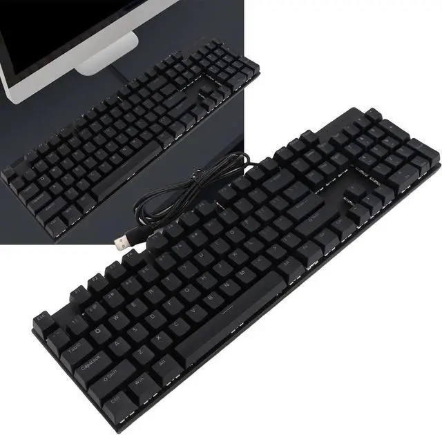 Alt view image 3 of 7 - Full Size Mechanical Keyboard 104 Keys USB Wired Mechanical Red Gaming Keyboard with Numeric Keypad RGB Backlight 28 Effects for Computer (Black)
