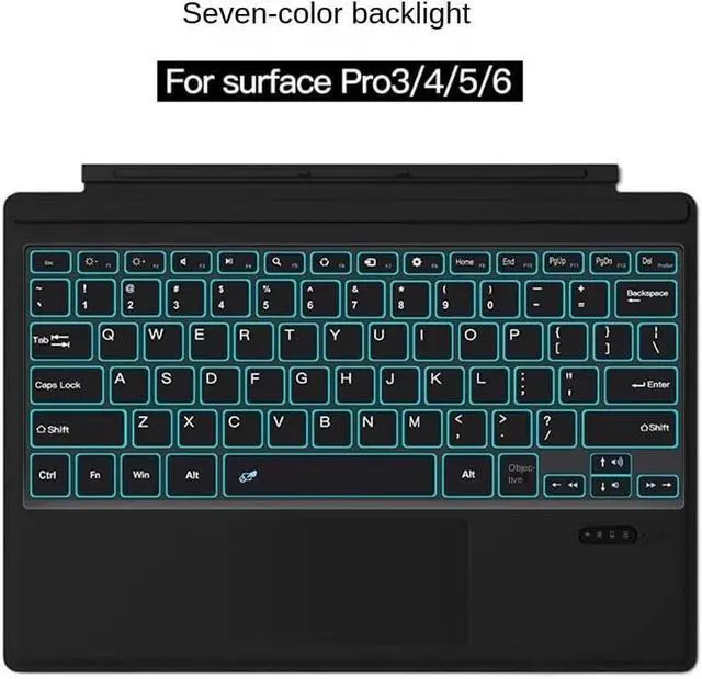 Alt view image 3 of 7 - Tablet Accessories, Turkish Arabic Hebrew Russian Spanish Italian Korean Backlit Touchpad Keyboard Cover Compatible with Microsoft Surface Pro 3/4/5/6/7(Russian)