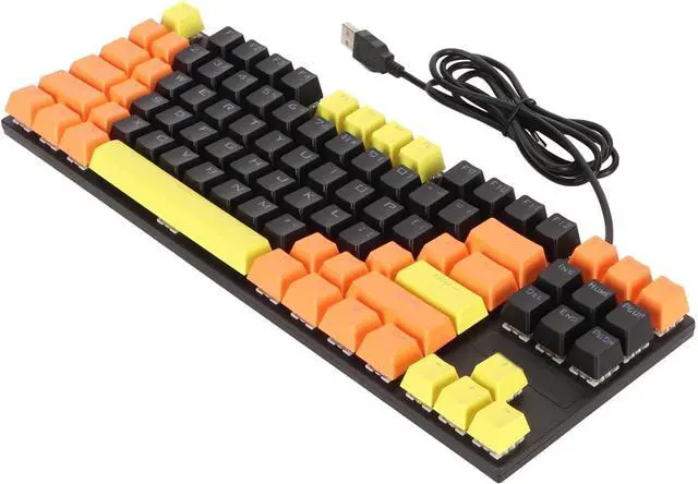 Alt view image 2 of 7 - Mechanical Gaming Keyboard, 87 Key Ergonomic Wired Backlit with Blue Switch, Dynamic Running Lights, Scratch, for Competition and Daily Use