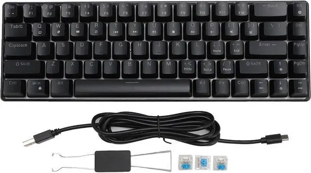 Main image of V800 Mechanical Gaming Keyboard, Wired 68 Key with Blue Switch, Pluggable Shaft, Backlit, Multi System Compatibility, Portable Design