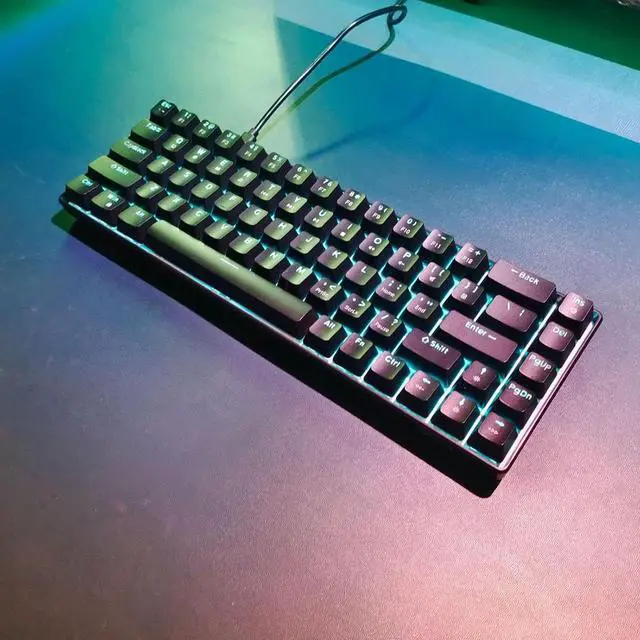 Alt view image 5 of 7 - V800 Mechanical Gaming Keyboard, Wired 68 Key with Blue Switch, Pluggable Shaft, Backlit, Multi System Compatibility, Portable Design