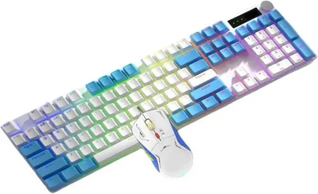 Alt view image 4 of 7 - 104Keys Lighting Mechanical Keyboards and Cored Combo 1.5m Cable for Gaming and Office Use
