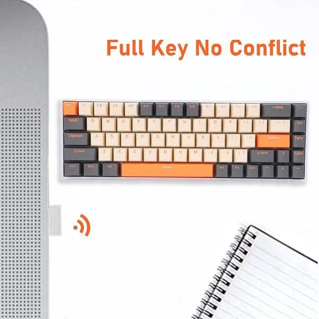 Alt view image 5 of 7 - Best 68 Keys RGB Backlit Red Switch Keyboard, 3 Modes BT3.0 5.0 Type C Wired, 3000mAh, for Computer, iOS Wins XP with Strong Compatibility