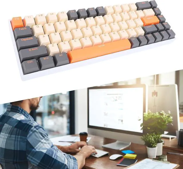 Alt view image 2 of 7 - Best 68 Keys RGB Backlit Red Switch Keyboard, 3 Modes BT3.0 5.0 Type C Wired, 3000mAh, for Computer, iOS Wins XP with Strong Compatibility