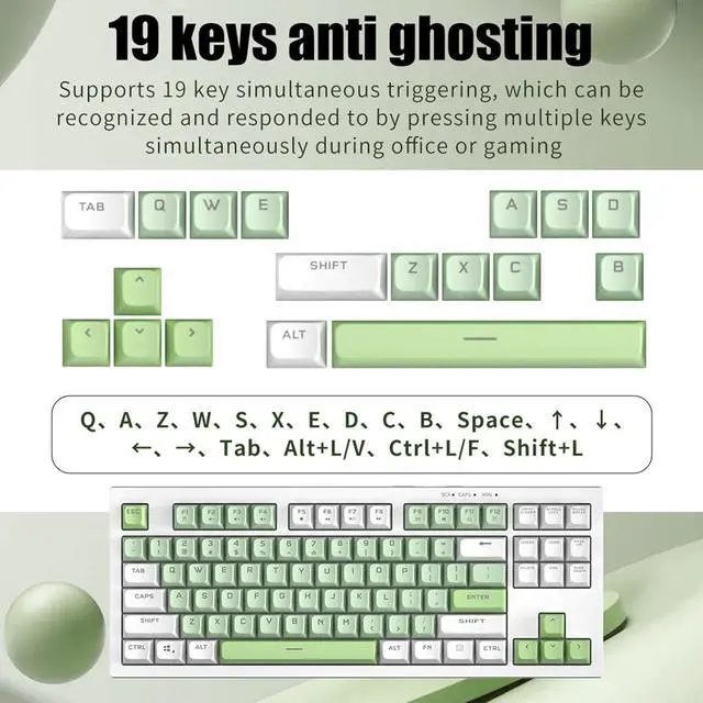 Alt view image 4 of 7 - STBQHG Gaming Mechanical Keyboard Blue Backlits 87/108 Key Corded Office Keyboard LED Gaming Keyboard for Computer Laptop