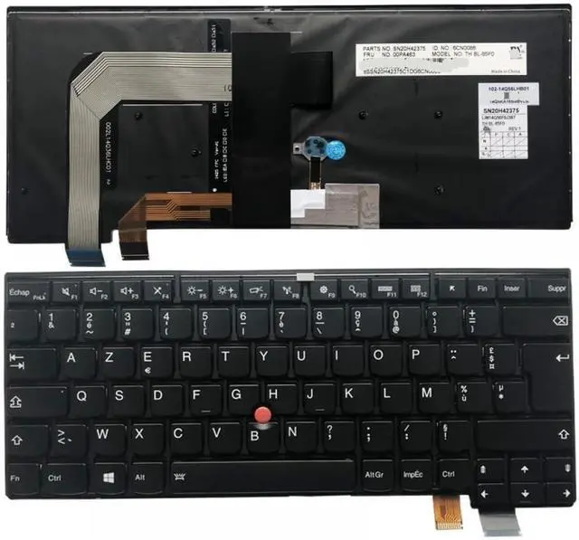 Main image of Compatible FR Black Backlight Keyboard for T460S T470S Models SN20H42375 00PA463 Laptop Replacement Part
