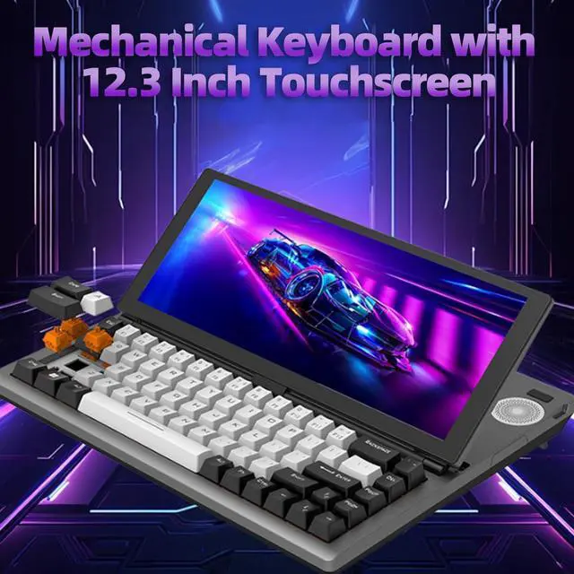 Alt view image 2 of 7 - Mechanical Keyboard with Screen, 68 Keys Portable USB Wired RGB LED Backlit 12.3 Inch Touch Screen Monitor Keyboard (US Plug)