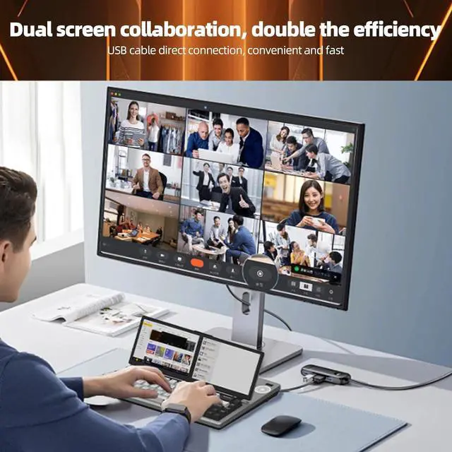 Alt view image 5 of 7 - Touchscreen Gaming Mechanical Keyboard, 68 Keys USB Wired RGB LED Backlit Computer Keyboard with 12.3in Foldable 0-90° Portable Screen, Plug & Play for Wins for OS X for Android (US Plug)