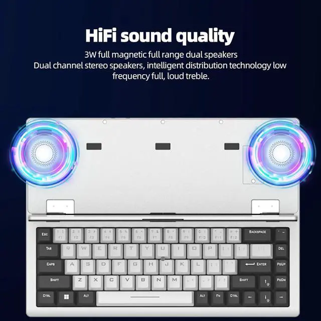 Alt view image 4 of 7 - Mechanical Keyboard, 68 Keys Gaming Keyboard with 12.3 Inch Foldable Touchscreen, Portable USB Wired Keyboards with RGB LED Backlight for Wins for Android for OS X (US Plug)