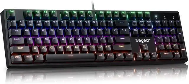 Main image of wegear Mechanical Gaming Keyboard with Blue Switch, 104-Key Full Size RGB Backlit Wired Keyboard11 Modes, Anti-Ghosting, Double-Shot ABS Keycaps, Lighted Computer Key-Board for PC Windows-Black