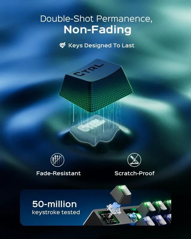 Alt view image 5 of 7 - wegear Mechanical Gaming Keyboard with Blue Switch, 104-Key Full Size RGB Backlit Wired Keyboard11 Modes, Anti-Ghosting, Double-Shot ABS Keycaps, Lighted Computer Key-Board for PC Windows-Black