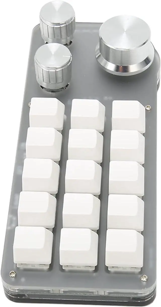 Alt view image 3 of 7 - Programmable Mini Keypad, 15 Keys 3 Knobs, Blue Switch Mechanical Style, Memory Function, Sturdy ABS Material, for Gaming Office Media