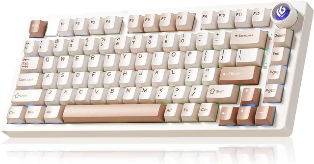 Main image of AULA HI75C Pro Aluminum Alloy Gaming Keyboard Bluetooth/USB-C/Wireless Tri-Mode, Hot-Swappable Brown Creamy with Turquoise Switch, for Windows/Mac/Tablet Gamer