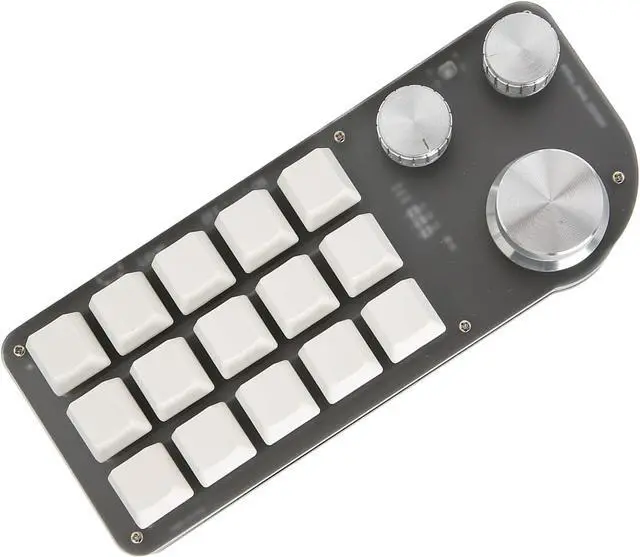 Alt view image 5 of 7 - Programmable Mini Keypad with 15 Keys and 3 Knobs, Mechanical Blue Switch, Memory Function, Ideal for Gaming and Office, Durable ABS and Acrylic Material, Type C Wired Connection