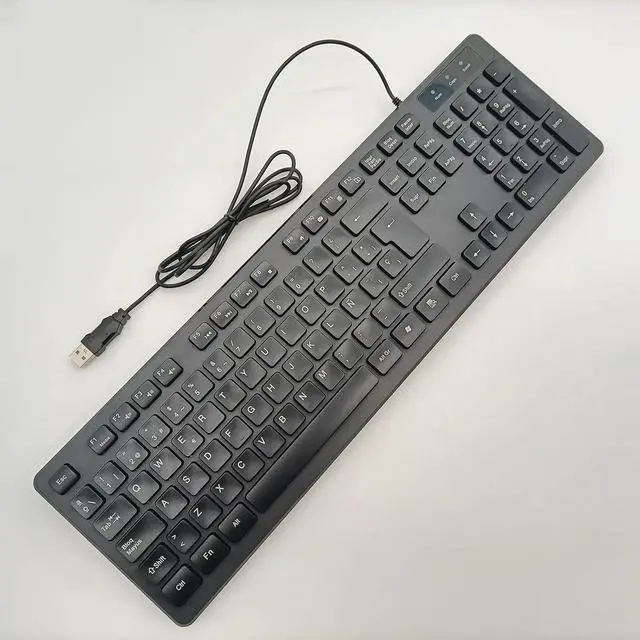 Main image of 104 Keys Office Keyboard, German/French/Spanish/Italian/Arabic/Swedish/Russian/Portuguese Keyboard, USB Port, Ultra Slim and Quiet, Well Layout of Keys, Black, ES