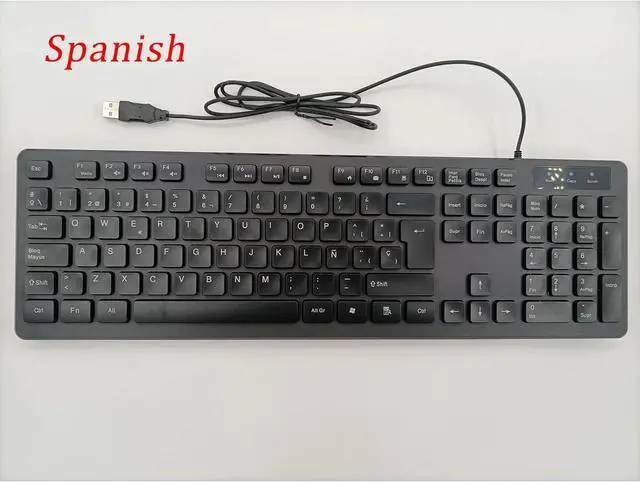 Alt view image 2 of 6 - 104 Keys Office Keyboard, German/French/Spanish/Italian/Arabic/Swedish/Russian/Portuguese Keyboard, USB Port, Ultra Slim and Quiet, Well Layout of Keys, Black, ES