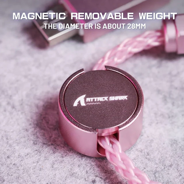 Alt view image 3 of 7 - ATTACK SHARK C07 Custom Braided Aviator Cable with Light Up RGB-Pink | 5 Pin Aviation Connector,USB-A to Type-C,Detachable CNC Magnetic Nameplate for Charging Phone 8KHZ Magnetic Keyboard X65 X68