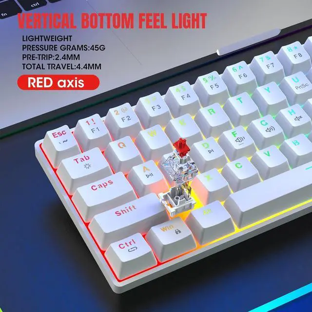 Alt view image 3 of 7 - jiingekk V900 61 Key Small Keyboard For Gamers And Typists With Customizable Color Lighting Two-color Keycaps