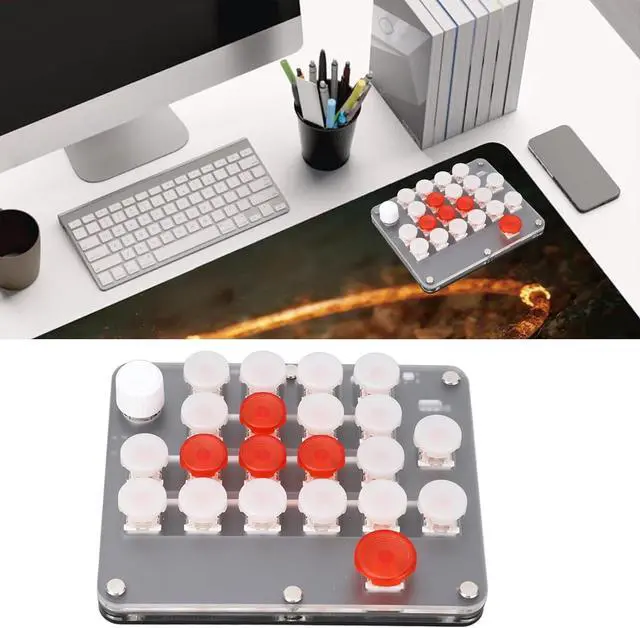 Alt view image 2 of 7 - 21 Keys Programmable Keyboard Knob Red Axis USB C BT Connection One Handed Macro Mechanical Keyboard Black Myth Wukong