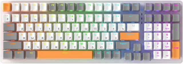 Main image of sinraoee K3 Mechanical Keyboard Russian Mechanical Keyboard 100 Keys Gang Office Gang mputer Keyboard Full Keys No Punch Multiple Lit Effects Personsed Keys Wired Keyboard
