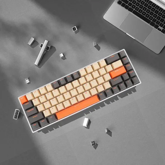 Alt view image 3 of 7 - 60 Percent Mechanical Gaming Keyboard, RGB Backlit Compact 68 Keys Mechanical Keyboard, Wired Keyboard with Red Switch, Ergonomic Mini Office Keyboard for Laptops and PC Gamers