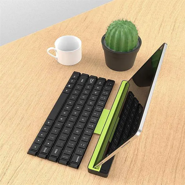 Alt view image 5 of 7 - L Ultra-Thin Wireless Folding Keyboard with Smart Case and Universal Kickstand Scissor-Switch Technology Perfect for Travel Or Business Trip Etc