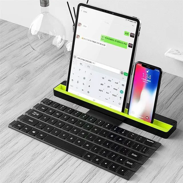 Alt view image 2 of 7 - L Ultra-Thin Wireless Folding Keyboard with Smart Case and Universal Kickstand Scissor-Switch Technology Perfect for Travel Or Business Trip Etc