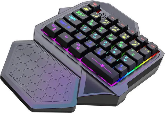 Main image of Mllepjdh Single Handed Gaming Keyboard Small Gaming Keypad Ergonomic LED 35 Keys Portable Game Controller For PC Desktop Accessories