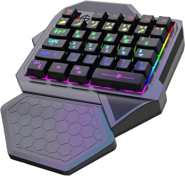 Alt view image 4 of 7 - Mllepjdh Single Handed Gaming Keyboard Small Gaming Keypad Ergonomic LED 35 Keys Portable Game Controller For PC Desktop Accessories