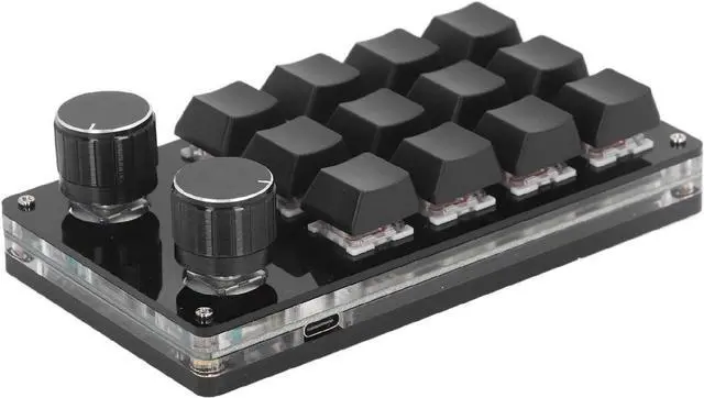 Alt view image 3 of 7 - Macro Mechanical Gaming Keyboard 12 Keys 2 Knobs Programmable Wired Keyboard with Red Switch for Windows Linux OS X for Office Gaming Music Media Industrial Control ABS Acrylic