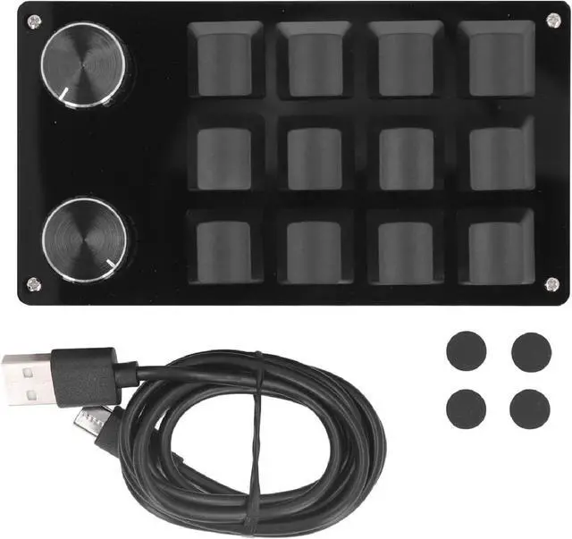 Alt view image 6 of 7 - Macro Mechanical Gaming Keyboard 12 Keys 2 Knobs Programmable Wired Keyboard with Red Switch for Windows for Linux for OSX Office Gaming Music Media Industrial Control