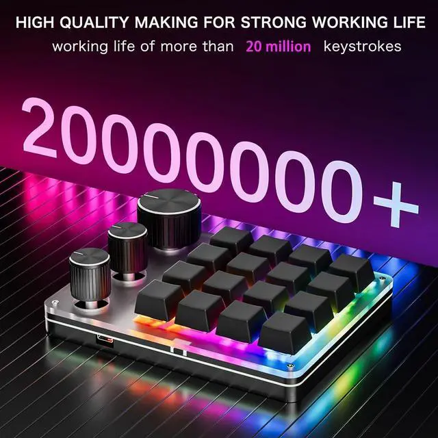 Alt view image 5 of 7 - Zopsc Wireless One Handed Gaming Keyboard, 2.4Ghz Gaming Keypad, 16 Keys Portable Mini Gaming Keypad for PC Gamers (Black)