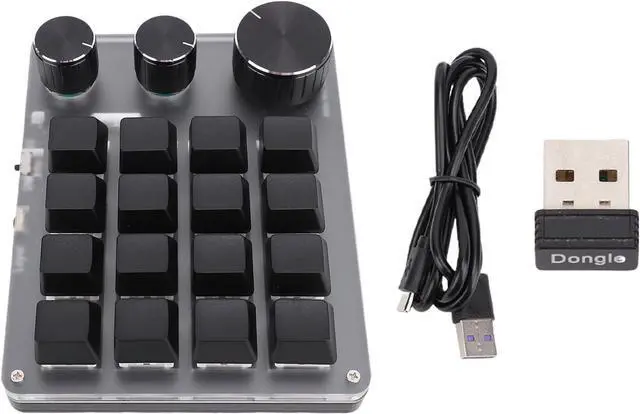 Alt view image 7 of 7 - Zopsc Wireless One Handed Gaming Keyboard, 2.4Ghz Gaming Keypad, 16 Keys Portable Mini Gaming Keypad for PC Gamers (Black)